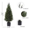 3ft(35) Artificial Cedar Outdoor Artificial Shrub Sunlight Resistant Leafy Potted Plant for Indoor Porch of Home and Office Artificial Outdoor Tree 2 Pieces a Set Topiary Trees view 2