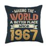 56 Birthday Making the world a better place since 1967 Throw Pillow view 1