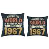 56 Birthday Making the world a better place since 1967 Throw Pillow view 3