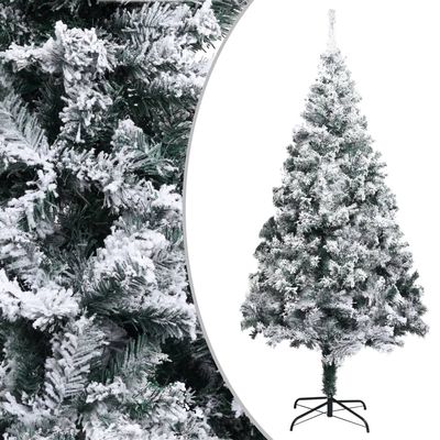 Artificial Christmas Tree, Xmas Pine Tree Perfect for Home, Office, Holiday, Party Decoration, Easy Assembly,Artificial Christmas Tree with Flocked Snow Green 70.9" PVC