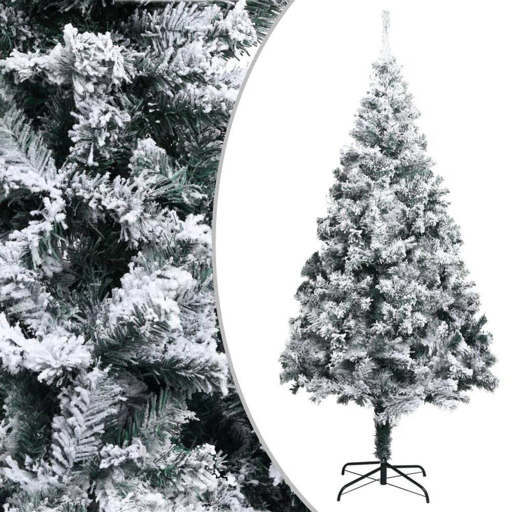 Artificial Christmas Tree, Xmas Pine Tree Perfect for Home, Office, Holiday, Party Decoration, Easy Assembly,Artificial Christmas Tree with Flocked Snow Green 70.9" PVC