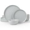 Famiware Mars Plates and Bowls Set, 12 Pieces Dinnerware Sets, Dishes Set for 4, Light Gray view 1