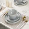 Famiware Mars Plates and Bowls Set, 12 Pieces Dinnerware Sets, Dishes Set for 4, Light Gray view 3