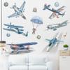 BWCXXZH Watercolor Airplane Wall Stickers Airplanes Parachute Astronaut Wall Decals, Planes Wall Art Wallpaper Baby Nursery Kids Bedroom Wall Decor view 1