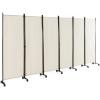 Giantex 6 Panel Room Divider, 132''W x 68''H Large Folding Privacy Screen, Rolling Partition Room Dividers for Home Office Studio Separation, Freestanding Fabric Wall Divider Screen on Wheels, Beige view 1