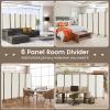 Giantex 6 Panel Room Divider, 132''W x 68''H Large Folding Privacy Screen, Rolling Partition Room Dividers for Home Office Studio Separation, Freestanding Fabric Wall Divider Screen on Wheels, Beige view 2