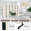Giantex 6 Panel Room Divider, 132''W x 68''H Large Folding Privacy Screen, Rolling Partition Room Dividers for Home Office Studio Separation, Freestanding Fabric Wall Divider Screen on Wheels, Beige view 4
