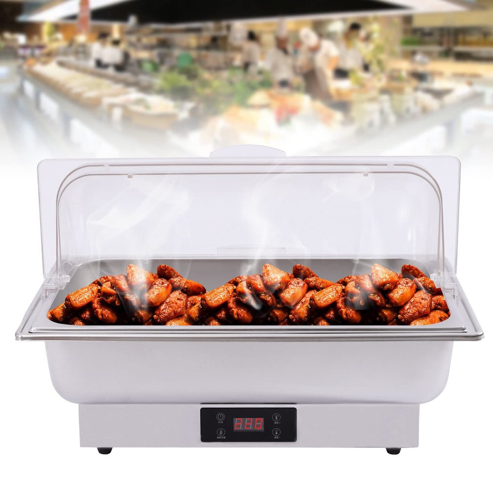 14QT Stainless Buffet Catering Chafing Dish Food Tray 14L Buffet Food Tray Tablespoon Food Clip Set Home Kitchen Tool for Wedding Parties Banquet Catering Events