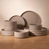Famiware Nebula Plates and Bowls Set, 12 Pieces Dinnerware Sets, Dishes Set for 4, Cinnamon Brown view 1