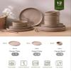 Famiware Nebula Plates and Bowls Set, 12 Pieces Dinnerware Sets, Dishes Set for 4, Cinnamon Brown view 2