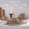 Famiware Nebula Plates and Bowls Set, 12 Pieces Dinnerware Sets, Dishes Set for 4, Cinnamon Brown view 4