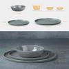 Famiware Mars Plates and Bowls Set, 12 Pieces Dinnerware Sets, Dishes Set for 4, Dark Gray view 3