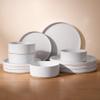 Famiware Nebula Plates and Bowls Set, 12 Pieces Dinnerware Sets, Dishes Set for 4, White view 1