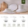 Famiware Nebula Plates and Bowls Set, 12 Pieces Dinnerware Sets, Dishes Set for 4, White view 2