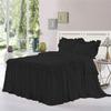 Dainty Homes : Double Ruffle 3 Piece Set Bed Spread Shabby Very Nice Looking Bedding 100% Egyptian Cotton 600 TC 25" Drop Full -Solid Black view 1