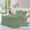 Dainty Homes : Double Ruffle 3 Piece Set Bed Spread Shabby Very Nice Looking Bedding 100% Egyptian Cotton 600 TC 25" Drop Full -Solid Moss view 1