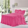 Dainty Homes : Double Ruffle 3 Piece Set Bed Spread Shabby Very Nice Looking Bedding 100% Egyptian Cotton 600 TC 25" Drop Full -Solid Hot Pink view 1