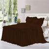 Dainty Homes : Double Ruffle 3 Piece Set Bed Spread Shabby Very Nice Looking Bedding 100% Egyptian Cotton 600 TC 25" Drop Full XL-Solid Coffee view 1