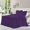 Dainty Homes : Double Ruffle 3 Piece Set Bed Spread Shabby Very Nice Looking Bedding 100% Egyptian Cotton 600 TC 25" Drop Cal-King Solid Purple view 1