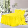 Dainty Homes : Double Ruffle 3 Piece Set Bed Spread Shabby Very Nice Looking Bedding 100% Egyptian Cotton 600 TC 25" Drop Full XL-Solid Yellow view 1