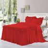 Dainty Homes : Double Ruffle 3 Piece Set Bed Spread Shabby Very Nice Looking Bedding 100% Egyptian Cotton 600 TC 25" Drop Full XL-Solid Red view 1