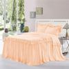 Dainty Homes : Double Ruffle 3 Piece Set Bed Spread Shabby Very Nice Looking Bedding 100% Egyptian Cotton 600 TC 25" Drop Queen -Solid Peach view 1