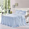Dainty Homes : Double Ruffle 3 Piece Set Bed Spread Shabby Very Nice Looking Bedding 100% Egyptian Cotton 600 TC 25" Drop Full XL-Solid Sky Blue view 1
