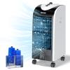 COSTWAY Evaporative Air Cooler, 3-in-1 Cooling Fan with 2 Ice Crystal Boxes, 3-Mode, 3-Speed and 4L Water Tank, Quiet Bladeless, Portable for Room Home Office Dorms, White view 1