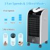 COSTWAY Evaporative Air Cooler, 3-in-1 Cooling Fan with 2 Ice Crystal Boxes, 3-Mode, 3-Speed and 4L Water Tank, Quiet Bladeless, Portable for Room Home Office Dorms, White view 3