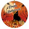 2022 Halloween Ornaments 3 Inch Black Cat Pumpkin Ceramic Ornament Full Moon Crow Night Before Christmas Tree Hanging Ornament Two Sides Printed Gothic Halloween Keepsake Gift view 1