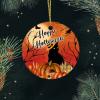 2022 Halloween Ornaments 3 Inch Black Cat Pumpkin Ceramic Ornament Full Moon Crow Night Before Christmas Tree Hanging Ornament Two Sides Printed Gothic Halloween Keepsake Gift view 3