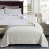 Brandream 6PC Luxury Comforter Sets Queen Size Cotton Quilt Set Cream White Bedspread Coverlet Set Damask Embroidery 3-Piece view 1