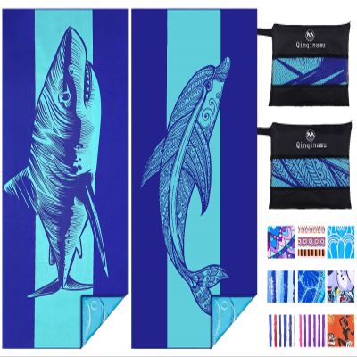 2 Pack Microfiber Lightweight Beach Towel 71"x32" Oversized Extra Large Thin Sand Free Towels Travel Swim Pool Yoga Gym Camping for Adults Women Men Beach Essentials Accessories Vacation Gift