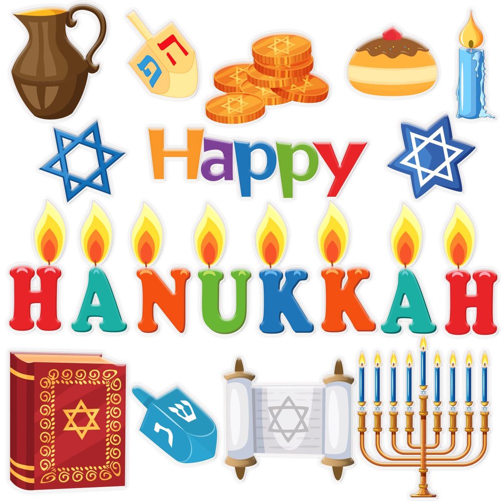 20PCS Hanukkah Thick Gel Clings Chanukah Window Gel Clings Decals Stickers for Kids Toddlers and Adults Home Airplane Classroom Nursery Winter Holiday Party Supplies Decorations Removable and Reusable