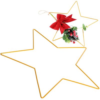 SEWACC Star Wreath Frame Metal Wire Star Floral Wreath Pentagram Shaped Rings for Christmas Wedding Party Supplies