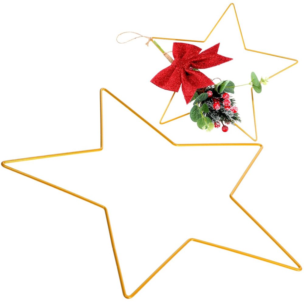 SEWACC Star Wreath Frame Metal Wire Star Floral Wreath Pentagram Shaped Rings for Christmas Wedding Party Supplies