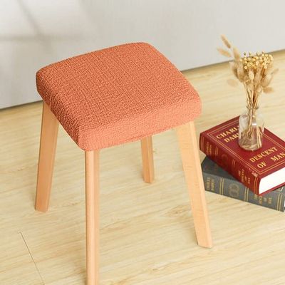 ZZDZW Spandex Elastic Stool Slipcover Modern Rectangular Removable Anti-Dirty Kitchen Square Stool Case Stretch Chair Cover Bench Covers for Dining Room (Color : Orange, Size : 1pc)