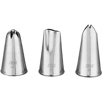 PME Jem Nozzles Set of 3 Small Flowers Collection, Standard, Silver