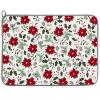 AnyDesign Christmas Absorbent Dish Drying Mat Poinsettia Flower Dish Drainer Mat Xmas Flower Dry Mat Protector Pad for Home Kitchen Countertops Plates Tableware Decor, 18 x 24 Inch view 1