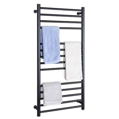 MSUDGH Towel Warmer Bathroom Radiator, Electric Heated Towel Rack Wall Mounted, Heated Towel Rail 14 Bar Bath Towel Heater/Black/Hardwired