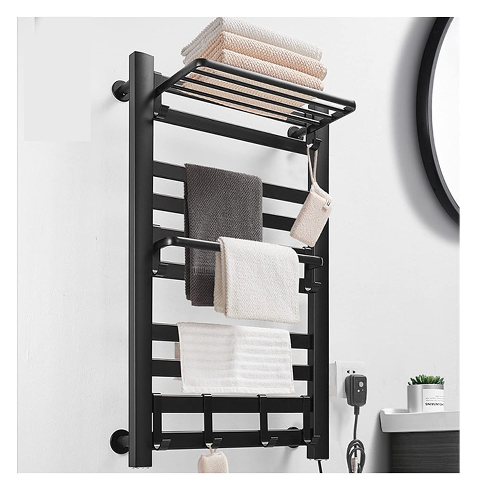 MSUDGH Bathroom Electric Heated Towel Rack, with Timer Towel Warmer, Heating Panel Fast Warming up Heated Towel Rail Polished Bathroom Pools Kitchen