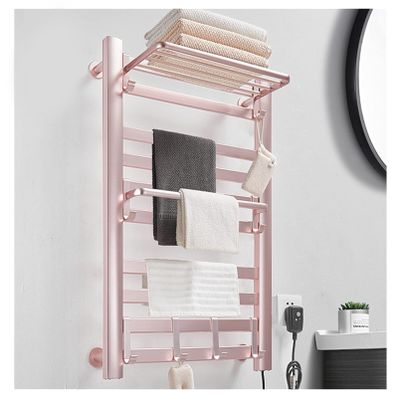 MSUDGH Bathroom Electric Heated Towel Rack, with Timer Towel Warmer, Heating Panel Fast Warming up Heated Towel Rail Polished Bathroom Pools Kitchen