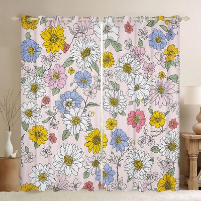 70s Groovy Flower Blackout Curtains 84"X84",Iridescent Flowers Curtains Girls Adult Man Vintage Garden Floral Botanical Curtains & Drapes Women's Halloween 1960's 1970's Disco Hippie Indie Room Decor