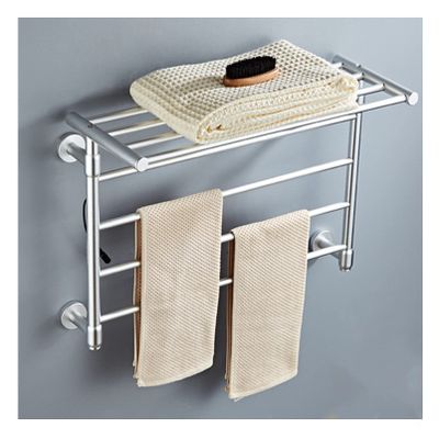 MSUDGH Heated Towel Rack for Bathroom Wall Mounted Plug 4 Bars Timer Polished Polished Towel Warmers Drying Built-in Timer Lavatory Bath Shower 49W