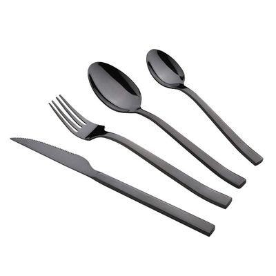 56 Piece Black Silverware Set for 14 Durable Stainless Steel Flatware Sets Kitchen Wedding Restaurant Cutlery Utensil Include Spoons Forks Knifes Teaspoons Delicate Square Tableware