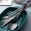 56 Piece Black Silverware Set for 14 Durable Stainless Steel Flatware Sets Kitchen Wedding Restaurant Cutlery Utensil Include Spoons Forks Knifes Teaspoons Delicate Square Tableware view 3