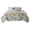 Benjara Wade 5 Piece Full Quilt Set, Ocean Design, Scalloped Edges, Floral Pattern, Multicolor view 1