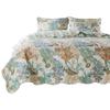 Benjara Wade 5 Piece Full Quilt Set, Ocean Design, Scalloped Edges, Floral Pattern, Multicolor view 2