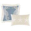 Benjara Wade 5 Piece Full Quilt Set, Ocean Design, Scalloped Edges, Floral Pattern, Multicolor view 4