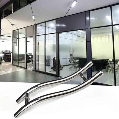CHEWYNP Door Handlesets Heavy Duty Brushed Stainless Steel S-Shaped Door Handle,Push-Pull Glass Door Handle,Barn Two-Sided Glass Shed Wooden Closet Door Pull Handle,for Commercial,Home,Bat